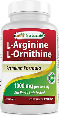 #ad Best Naturals L Arginine L Ornithine 1000mg per Serving 120 Tablets $10.99