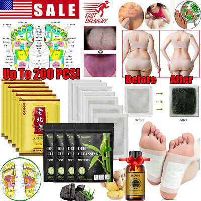 200 PAD Detox Foot Patches Pads Lymphatic Drainage Ginger Body Toxins Cleansing $59.95