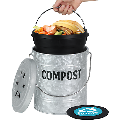 Compost Pail For Kitchen Counter by Saratoga Home Silver $26.98