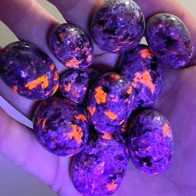 #ad #ad Natural Yooperlite UV Fluorescent Glowing Fire Rocks Flame Stone Tumbled Stone $7.98