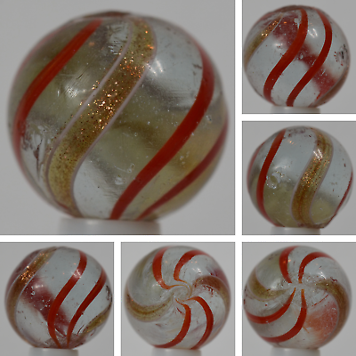 #ad #ad Handmade Red Banded Lutz Marble 11 16 in Near Mint Germany 1860 1920 S1302 $124.95