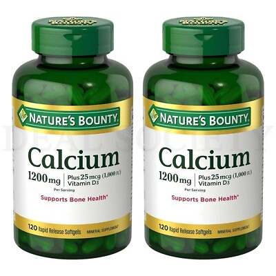 Nature#x27;s Bounty Calcium Carbonate amp; Vitamin D 1200mg 120 Softgels Lot of 2 $22.99