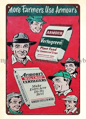 #ad hanging house decor 1940s Armour#x27;s fertilizer Atlanta Georgia metal tin sign $18.85