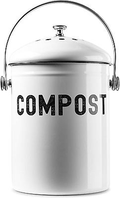 #ad EPICA Compost Bin 1.3 Gallon Includes Charcoal Filter White $46.98