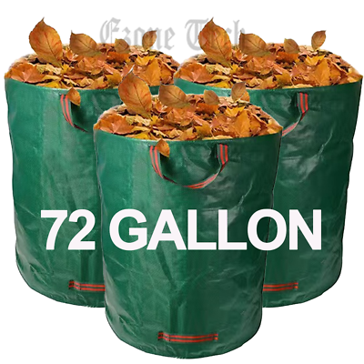#ad 3Pack Reusable Garden Waste Bags 72 Gallon Yard Leaf Lawn Trash Waste Bags US $10.35
