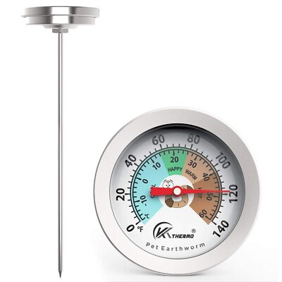 Compost Thermometer 2.5 inch Big dial Scale 8 Inch Long Probe Stainless Steel $12.99