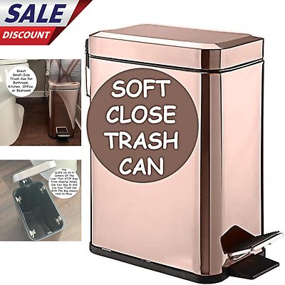#ad #ad Soft Close Bathroom Trash Can With Lid 10L Garbage Slim Wastebasket Kitchen Bin $35.49