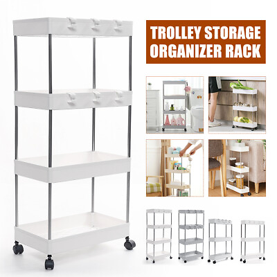 4 Tier Bathroom Shower Kitchen Rack Caddy Rolling Organizer Storage Cart Holder $18.99