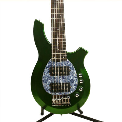 6 String Electric Bass Guitar Active Pickups Chrome Hardware Green Free Ship $328.50