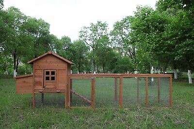 #ad 120#x27;#x27; Chicken Coop w Run Cage Outdoor Hen House Hutch Poultry Pet Wooden Nesting $220.99