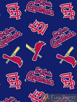 #ad MLB St. Louis Cardinals Blue All Over Licensed Fleece Fabric SOLD BY THE YARD $17.90
