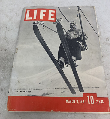 Life Magazine March 8 1937 Ski Lift at Sun Valley $24.99