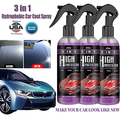 3× Quick Hydrophobic 3 in 1 High Protection Car Coat Ceramic Coating Spray 300ML $8.99