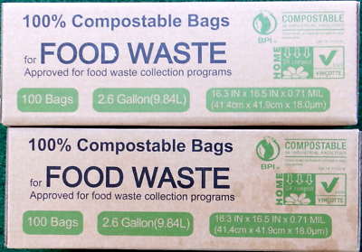 #ad 100% Compostable Bags 2.6 Gallon 200 Bags Extra Thick Compost Home Certified $29.95