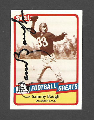 #ad 1989 Swell # 38 SAMMY BAUGH Autograph Signed Card Washington Redskins HOF $19.95