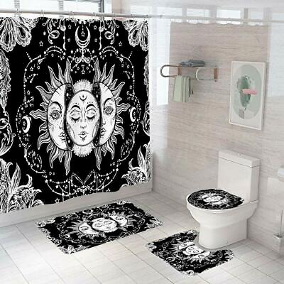 Sun Shower Curtain Bathroom Rug Set Thick Bath Mat Non Slip Toilet Lid Cover New $217.89
