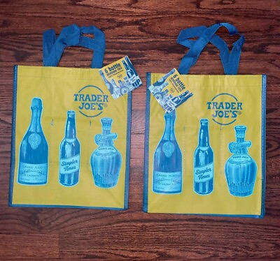 #ad #ad ❇️2X TRADER JOE#x27;S REUSABLE SHOPPING GROCERY ECO BAGS WINE BAG WITH DIVIDERS $15.00
