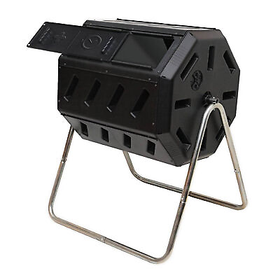 FCMP Outdoor IM4000 37 Gal Dual Chamber Quick Curing Tumbling Composter Soil Bin $91.99