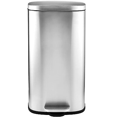 8 Gallon Trash Can Stainless Steel Step On Kitchen Garbage Can w Inner Bucket $59.99