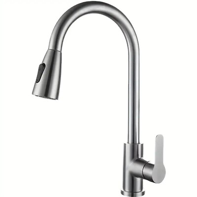 #ad Kitchen Sink Faucet Brushed Nickel Single Handle Swivel Pull Down Sprayer Mixer $28.99