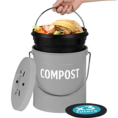 #ad Kitchen Compost Bin by 1.3 Gal 5L Metal Compost Bucket for Kitchen Countert... $30.90