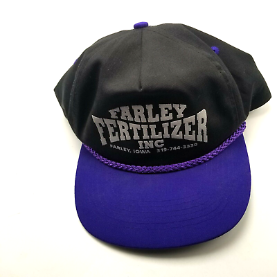 #ad Farley Fertilizer Inc Farm Agriculture Hat Cap Black Adult Used Snapback B13D $10.99