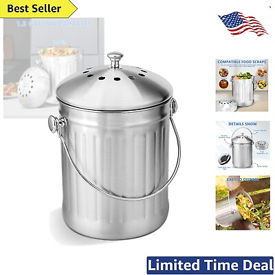 #ad Kitchen Countertop Compost Bin 1.3 Gallon Stainless Steel Odorless amp; Durable $55.99