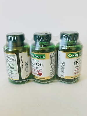 #ad 3 X Nature#x27;s Bounty Odorless Fish Oil 60 Caps Each Exp 08 2024 $13.90