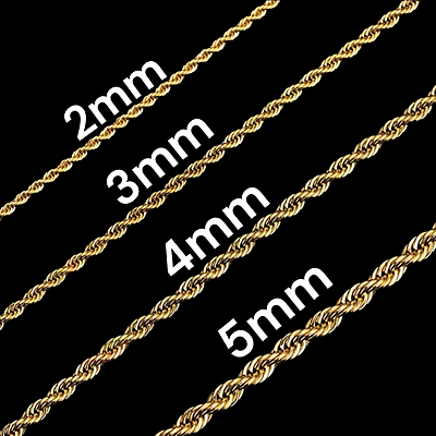 Stainless Steel Gold Plated Rope Chain 2 3 4 5mm Hip Hop Jewelry Unisex Men $4.99