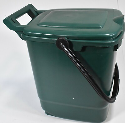 #ad 8L Kitchen Compost Storage Caddy Food Waste Recycling Bin Handle Green $14.18