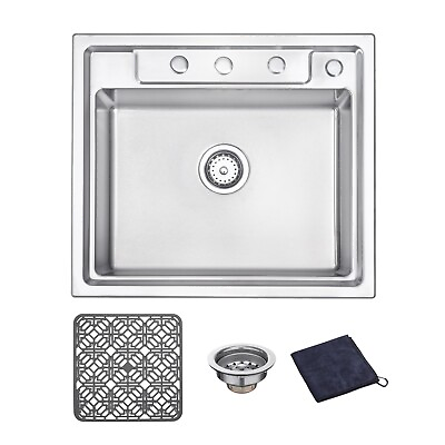 #ad #ad DIRECTUNIT 4 Hole Drop in Stainless Steel Kitchen Sink Topmount 25quot;x22quot;x9quot; $78.99