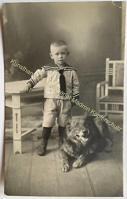 #ad #ad orig. Foto AK um 1920 Junge Kind Hund Tier EUR 20.00