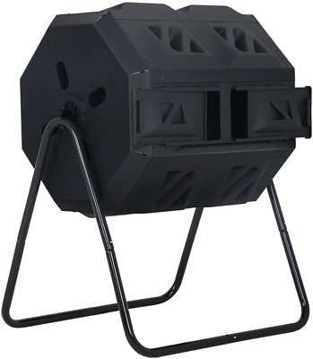#ad Outdoor Composting Bins Tumbling Composter Dual Rotating Batch Compost Bin for $91.84