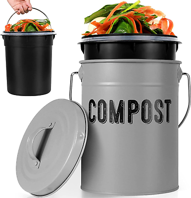 #ad #ad Compost Bin Kitchen Counter Indoor Compost Bin Includes Inner Bucket with Seal $37.99