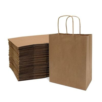 Duro DublLife Brown Paper Bags with Handles Gift Retail Shopping Bag 10#x27;#x27;x13quot;x5quot; $8.99