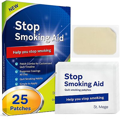 #ad St. Mege Nicotine Transdermal Patches 21mg Stop Smoking Aid 25 Patches $19.59