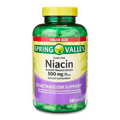 #ad Spring Valley Niacin Supplement Metabolism Support 500 mg 240 Count $43.18