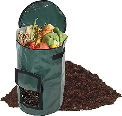 #ad 34 Gallon Garden Compost Bin Bag Reusable Organic Fertilizer Fermented Bag wi... $17.32