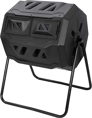 #ad Saturnpower Large Composting Tumbler Dual Chamber Outdoor Garden Rotating Compos $96.86