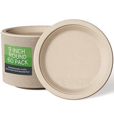#ad Compostable Plates 100% Biodegradable Plates BPI Certified Eco Paper Plates B... $24.97
