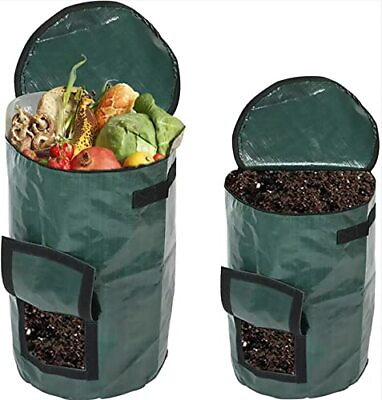 #ad Garden Compost Bag Outdoor Compost Reusable Garden Waste Bag with Lid Collaps... $24.11