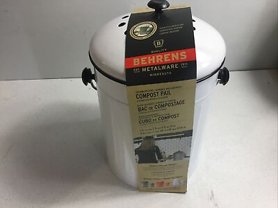 #ad Behrens Kitchen Countertop Compost Bin Pail with Lid White 1.5 Gallon Steel NEW $38.95