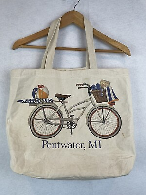 #ad #ad Souvenir Canvas Totebag Pentwater MI Michigan Eco Bags Cotton $10.50