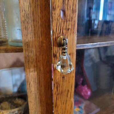 Antique Brass Drawer Pulls Handles Teardrop Glass Kitchen Cabinet Knobs Vintage $9.07