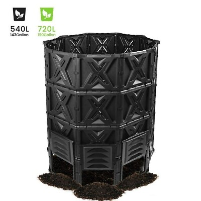 #ad 720L 190 Gallon Large Garden Composter Bin BPA Free Compost Waste Bin $65.99