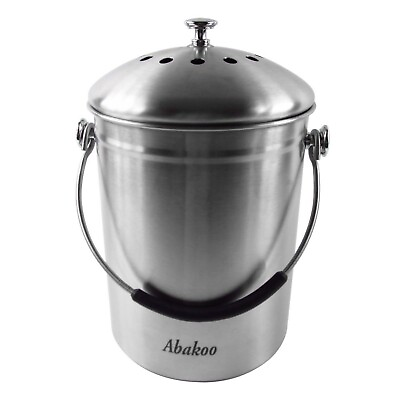 Abakoo Compost Bin 304 Stainless Steel Kitchen Composter Waste Pail Indoor Co... $31.54