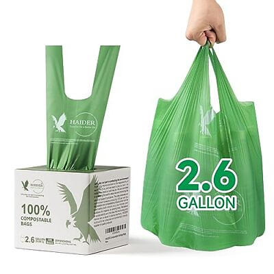#ad 100 Compost Bags with Handles 2.6 Gallon 9.84 Liter Compostable Trash Bags... $37.13