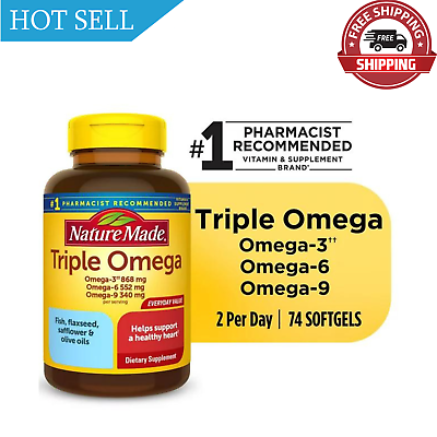 #ad Nature Made Triple Omega 3 6 9 Softgels 74 Count $18.98