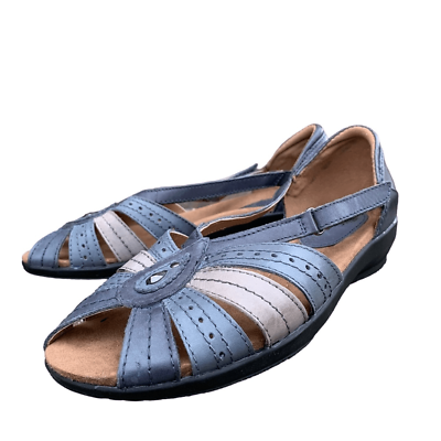 #ad #ad Earth Origins Pattie Blue Multicolor Peep Toe Strappy Comfort Sandals 7.5W $29.00