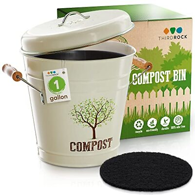 Third Rock Kitchen Counter Compost Bin – 1.0 Gallon Compost Pail with Inner Li $22.99